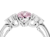 White gold Fancy Pink Pear  Cut Diamond Engagement Ring with Bezel Set Round Side Stones and Prong Setting_53