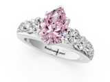 White gold Fancy Pink Pear  Cut Diamond Engagement Ring with Pavé Band and Four-Prong Setting_4