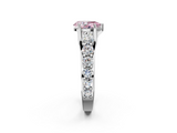 White gold Fancy Pink Pear  Cut Diamond Engagement Ring with Pavé Band and Four-Prong Setting_5