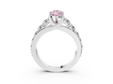White gold Fancy Pink Pear  Cut Diamond Engagement Ring with Pavé Band and Four-Prong Setting_6