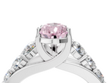 White gold Fancy Pink Pear  Cut Diamond Engagement Ring with Pavé Band and Four-Prong Setting_7