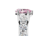 White gold Fancy Pink Pear  Cut Diamond Engagement Ring with Pavé Band and Four-Prong Setting_8