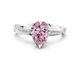 White gold Fancy Pink Pear Cut Diamond Engagement Ring with Side Stone Accents and Four-Prong Setting_24
