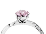 White gold Fancy Pink Pear Cut Diamond Engagement Ring with Side Stone Accents and Four-Prong Setting_76