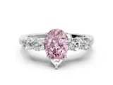 White gold Fancy Pink Pear  Cut Diamond Five-Stone Prong Set White Gold Ring_31