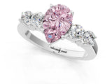 White gold Fancy Pink Pear  Cut Diamond Five-Stone Prong Set White Gold Ring_32