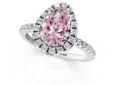 White gold Fancy Pink Pear  Cut Diamond Floral Halo Engagement Ring with Pavé Band and Prong Setting_50