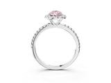 White gold Fancy Pink Pear  Cut Diamond Floral Halo Engagement Ring with Pavé Band and Prong Setting_52