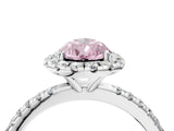 White gold Fancy Pink Pear  Cut Diamond Floral Halo Engagement Ring with Pavé Band and Prong Setting_53