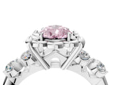 White gold Fancy Pink Pear  Cut Diamond Floral Halo Engagement Ring with Shared Prong Setting 5