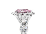 White gold Fancy Pink Pear  Cut Diamond Floral Halo Engagement Ring with Shared Prong Setting