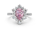 White gold Fancy Pink Pear  Cut Diamond Floral Halo Pave Band with Prong Setting_36