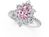 White gold Fancy Pink Pear  Cut Diamond Floral Halo Pave Band with Prong Setting_38