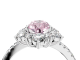 White gold Fancy Pink Pear  Cut Diamond Floral Halo Pave Band with Prong Setting_40