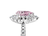 White gold Fancy Pink Pear  Cut Diamond Floral Halo Pave Band with Prong Setting_42