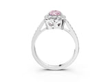 White gold Fancy Pink Pear Cut Diamond Floral Halo Ring with Pavé Band and Prong Setting_10