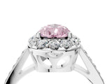 White gold Fancy Pink Pear Cut Diamond Floral Halo Ring with Pavé Band and Prong Setting_11