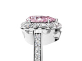 White gold Fancy Pink Pear Cut Diamond Floral Halo Ring with Pavé Band and Prong Setting_12