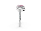 White gold Fancy Pink Pear Cut Diamond Floral Halo Ring with Pavé Band and Prong Setting_9