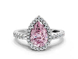 White gold Fancy Pink Pear Cut Diamond Halo Engagement Ring with Pavé Band and Prong Setting_39