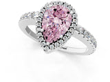 White gold Fancy Pink Pear Cut Diamond Halo Engagement Ring with Pavé Band and Prong Setting_40