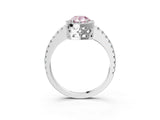 White gold Fancy Pink Pear Cut Diamond Halo Engagement Ring with Pavé Band and Prong Setting_42