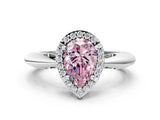 White gold Fancy Pink Pear  Cut Diamond Halo Engagement Ring with Split Shank and Four-Prong Setting_90