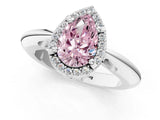 White gold Fancy Pink Pear  Cut Diamond Halo Engagement Ring with Split Shank and Four-Prong Setting_91