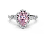 White gold Fancy Pink Pear Cut Diamond Halo Pave Band with Four-Prong Setting_3