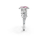 White gold Fancy Pink Pear Cut Diamond Halo Ring with Milgrain Pavé Band and Four-Prong Setting_67