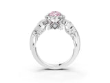 White gold Fancy Pink Pear Cut Diamond Halo Ring with Milgrain Pavé Band and Four-Prong Setting_69
