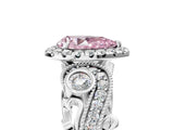 White gold Fancy Pink Pear Cut Diamond Halo Ring with Milgrain Pavé Band and Four-Prong Setting_71