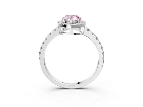 White gold Fancy Pink Pear Cut Diamond Halo Ring with Pavé Band and Four-Prong Setting_15