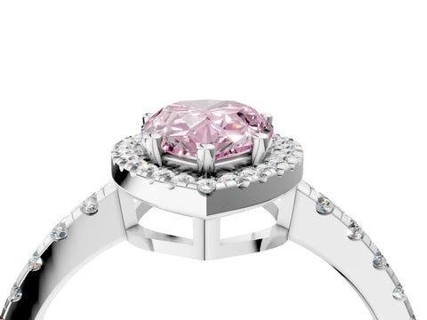 White gold Fancy Pink Pear Cut Diamond Halo Ring with Pavé Band and Four-Prong Setting_16