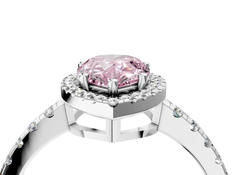 White gold Fancy Pink Pear Cut Diamond Halo Ring with Pavé Band and Four-Prong Setting_4
