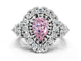 White gold Fancy Pink Pear Cut Diamond Halo Ring with Pavé Band and Four-Prong Setting_61