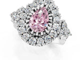 White gold Fancy Pink Pear Cut Diamond Halo Ring with Pavé Band and Four-Prong Setting_62