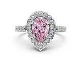 White gold Fancy Pink Pear Cut Diamond Halo Ring with Pavé Band and Prong Setting_12