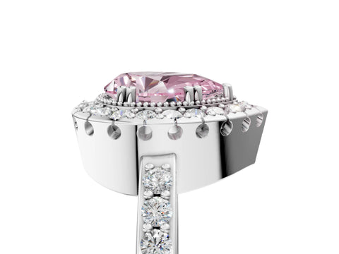 White gold Fancy Pink Pear Cut Diamond Halo Ring with Pavé Band and Prong Setting_17