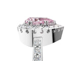 White gold Fancy Pink Pear Cut Diamond Halo Ring with Pavé Band and Prong Setting_17