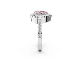 White gold Fancy Pink Pear Cut Diamond Halo Ring with Pavé Band and Prong Setting_2