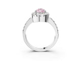 White gold Fancy Pink Pear Cut Diamond Halo Ring with Pavé Band and Prong Setting_3