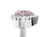 White gold Fancy Pink Pear Cut Diamond Halo Ring with Pavé Band and Prong Setting_5