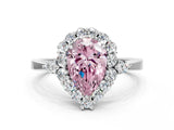 White gold Fancy Pink Pear Cut Diamond Halo Ring with Pear Side Stones and Prong Setting_87