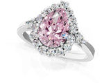 White gold Fancy Pink Pear Cut Diamond Halo Ring with Pear Side Stones and Prong Setting_88