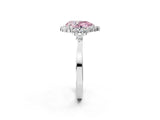White gold Fancy Pink Pear Cut Diamond Halo Ring with Pear Side Stones and Prong Setting_89