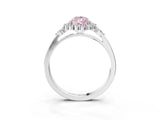 White gold Fancy Pink Pear Cut Diamond Halo Ring with Pear Side Stones and Prong Setting_90