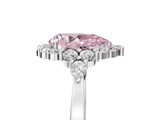 White gold Fancy Pink Pear Cut Diamond Halo Ring with Pear Side Stones and Prong Setting_90