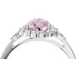 White gold Fancy Pink Pear Cut Diamond Halo Ring with Pear Side Stones and Prong Setting_91