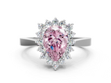 White gold Fancy Pink Pear  Cut Diamond Halo Ring with Round Brilliant Halo and Solitaire Band_85